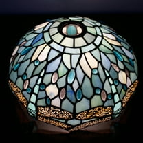 Tiffany Lamp Shade Replacement W12H6 Inch Sea Blue Stained Glass Dragonfly Lampshade Only 1-5/8-Inch Fitter Opening for Floor Arch Lamp Torchiere Lamp Ceiling Fixture Pendant Light S147