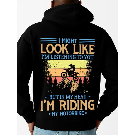 Motorbike Rider hoodies & sweatshirt men's polyester black Casual Solid Basic Hooded Sweatshirt Streetwear For Winter Fall, As Gifts christian Vintage Unisex Shirt Cotton tshirts
