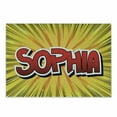 thumbnail image 1 of Sophia Cutting Board, Most Popular Girls` Given Names in Western World Retro Comic, Decorative Tempered Glass Cutting and Serving Board, Small Size, Yellow Red and Black, by Ambesonne, 1 of 1