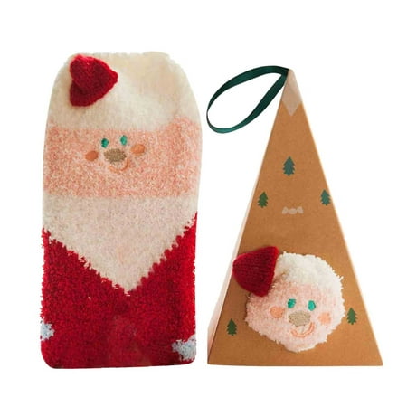 

Cute 3D Animal Socks With Gift Box Coral Fleece Socks Winter Thickened Cartoon Embroidery Floor Christmas Socks