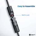 thumbnail image 3 of GearIT Cable de extensión solar 10 AWG (25 pies negro - 25 pies rojo) Conectores solares macho a hembra con kit de herramientas adaptador Panel solar Energía renovable Cable de extensión de cobre puro, 3 of 5