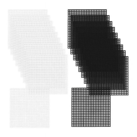 HOT 20pcs Plastic Canvas Sheets 10x10cm Mesh Needlepoint Elastic Fabric Pads for Embroidery