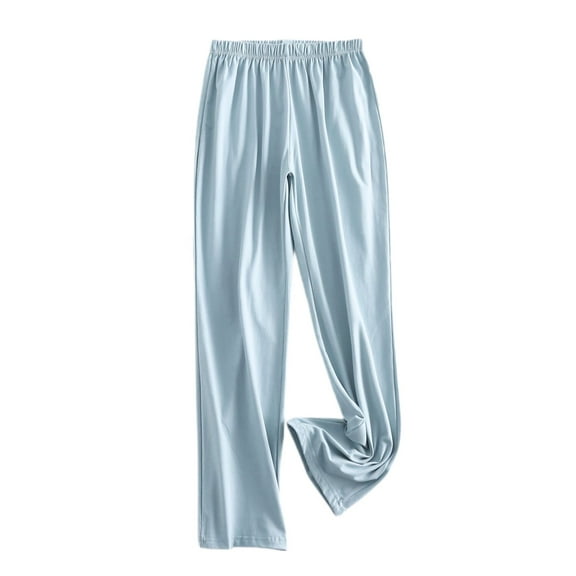 Defitshape Women's Cotton Pajamas Pants Comfy Pj Bottoms Lightweight Elastic Waist Lounging Stretchy Loungewear Blue Medium