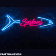 thumbnail image 2 of Craftnamesign Seafood Neon Sign, Restaurant Wall Decor, Fish Line Art Decor, 2 of 4