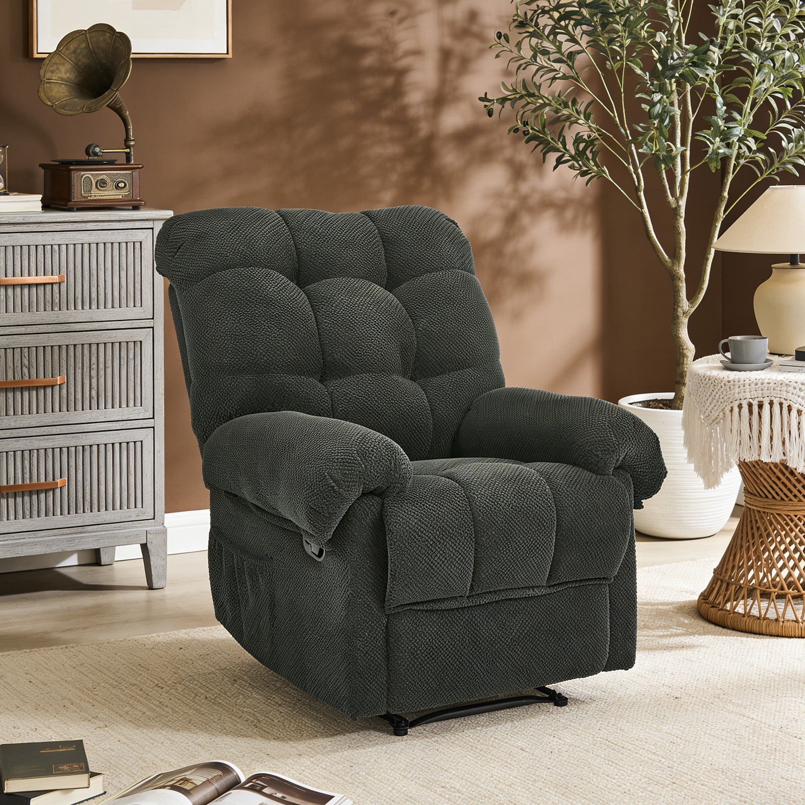 MOONMISS Recliner Chair, Comfortable Lay-Flat Sofa for Living Room,Gray