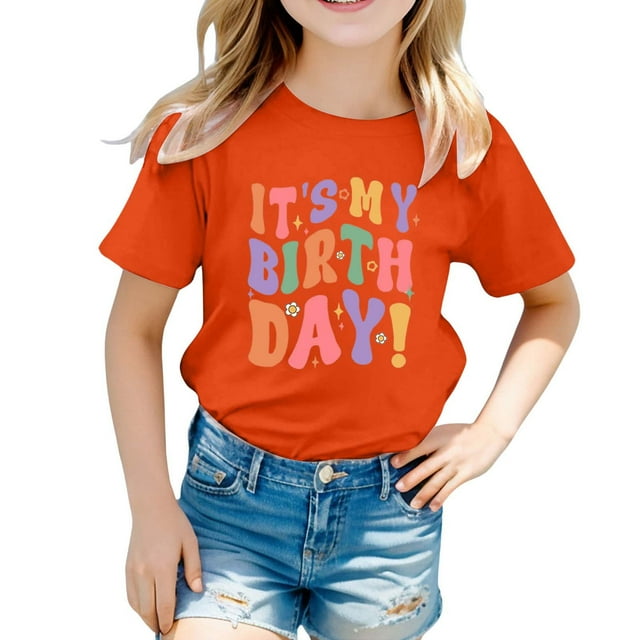 T-shirts pour Filles Imprimé Manches Courtes Col Rond Tenue d'Été pour Tout-Petits Hauts pour Filles 1-2 Ans Mode Filles