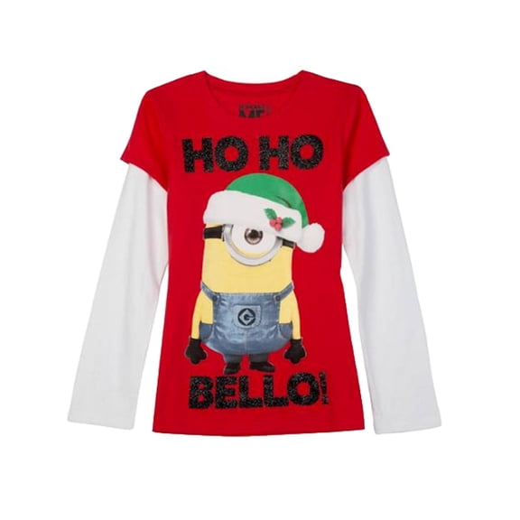 Girl Ho Ho Bello Minion Carl Holiday T-Shirt Christmas Tee