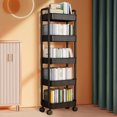 thumbnail image 4 of Storage Rack 4-Tier Rolling Cart with Wheels Sturdy Construction Large Capacity Strong Load-bearing Mobile Rack Trolley Bookshelf, 4 of 10