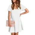 thumbnail image 3 of Summer Savings Ndbuld Plus Size Summer Dress for Women Womens Summer Short Sleeve Casual Dresses V-Neck Dress with Pockets White XL, 3 of 7