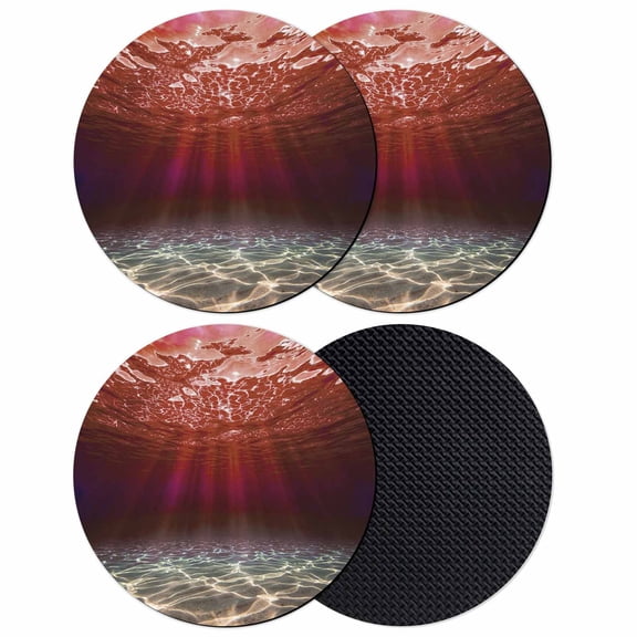 Red Ocean Waves Coasters Set of 4, Absorbent Coasters for Drinks, Summer Beach Coastal Abstract Coaster for Desk Coffee Table Protection, Home Decor House Warming Gifts 4"