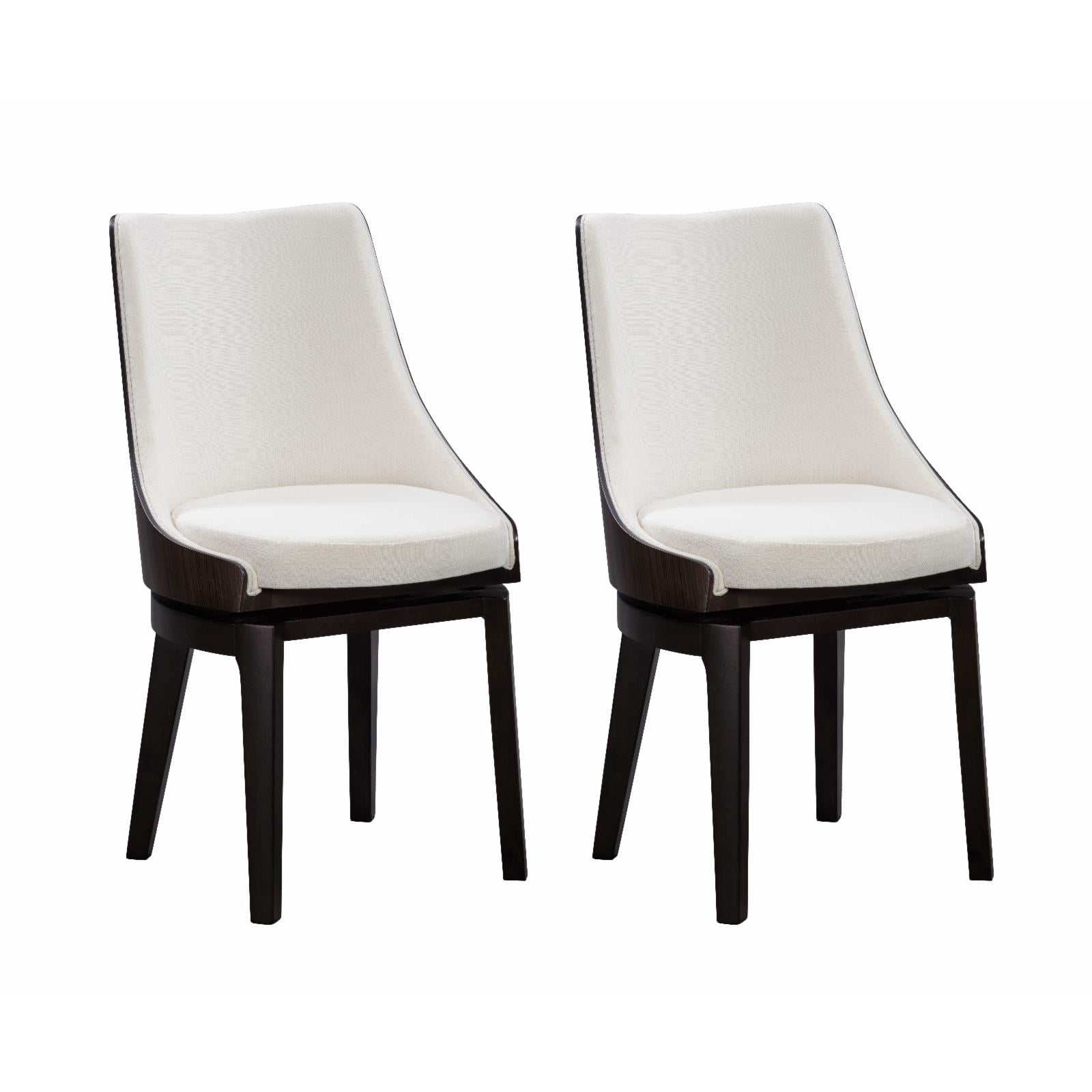 Boraam Orleans Swivel High Back Cream Fabric Dining Chairs Set of 2