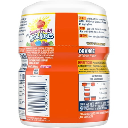 Kool-Aid Sugar-Sweetened Orange Artificially Flavored Powdered Soft Drink Mix, 19 oz Canister