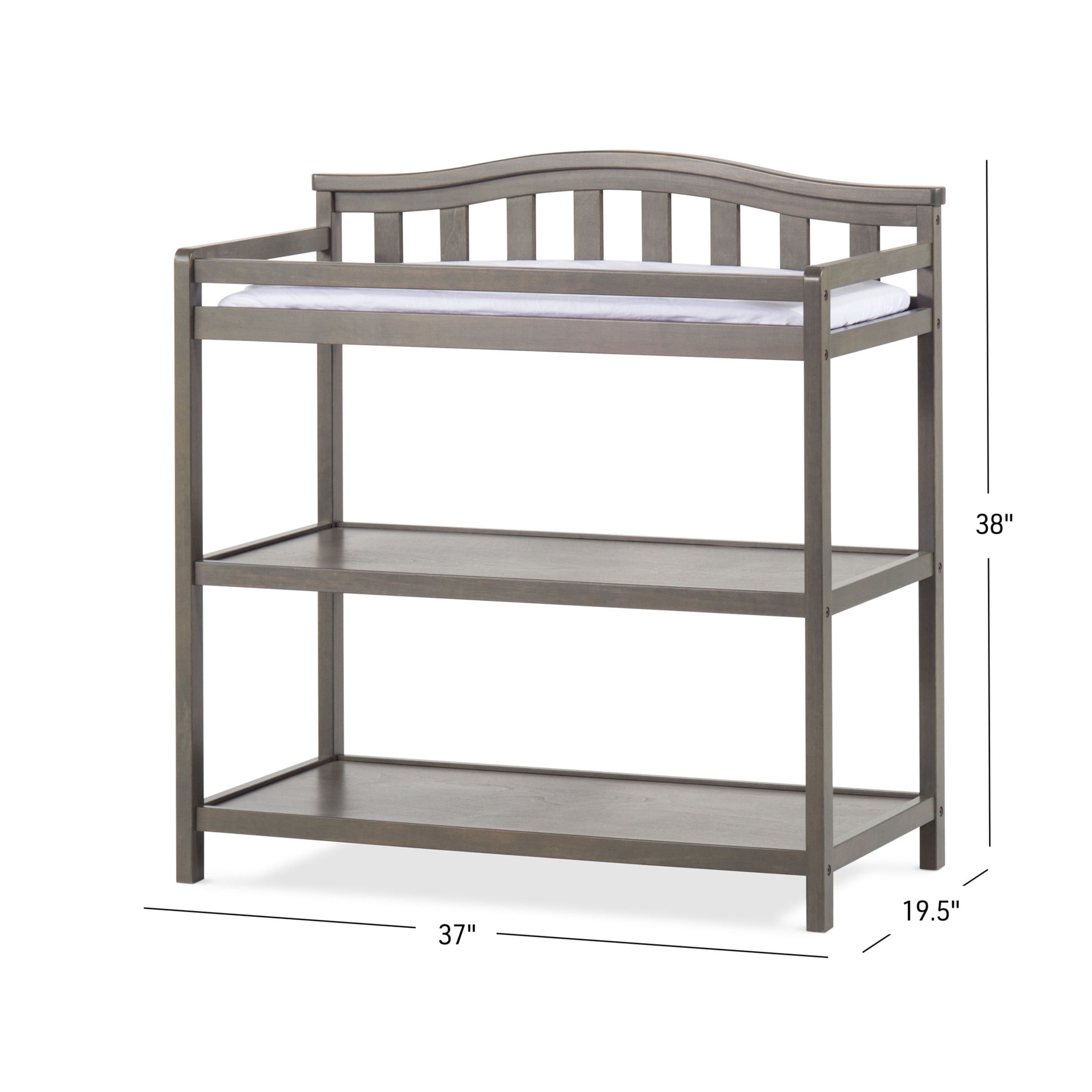 Child Craft Hampton Arch Top Crib and Changing Table Nursery Set, 4-in-1 Convertible, Dapper Gray, 2-Piece