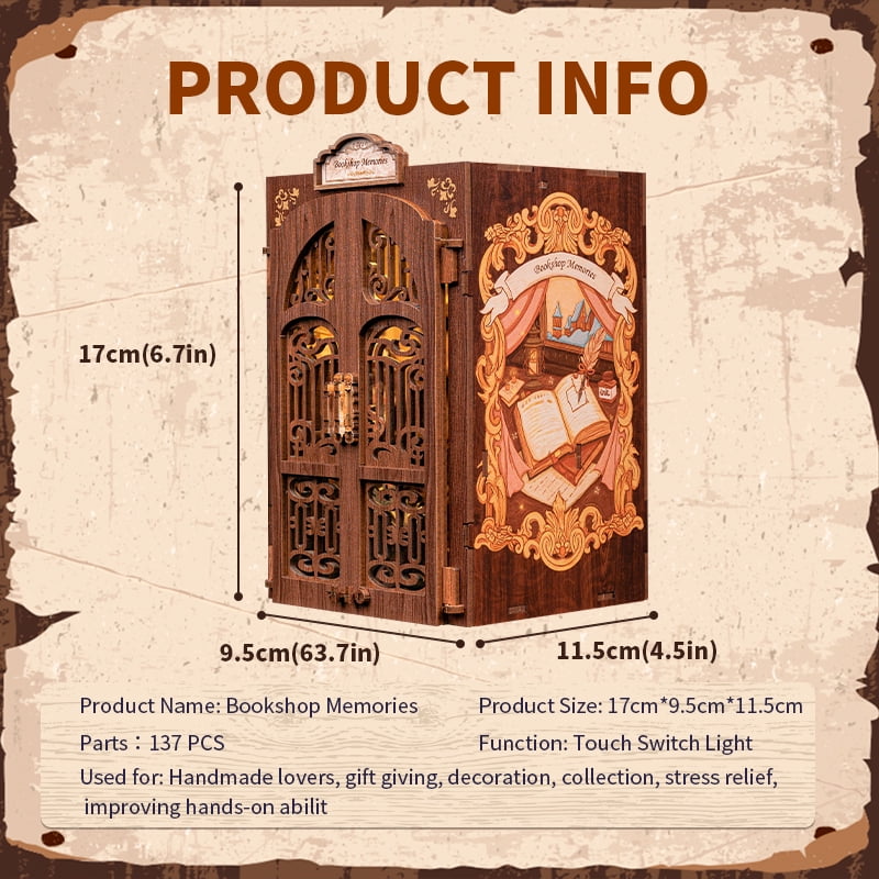 Tradeopia 3D Wooden Puzzle Bookshop Memories DIY Book Nook Kit
