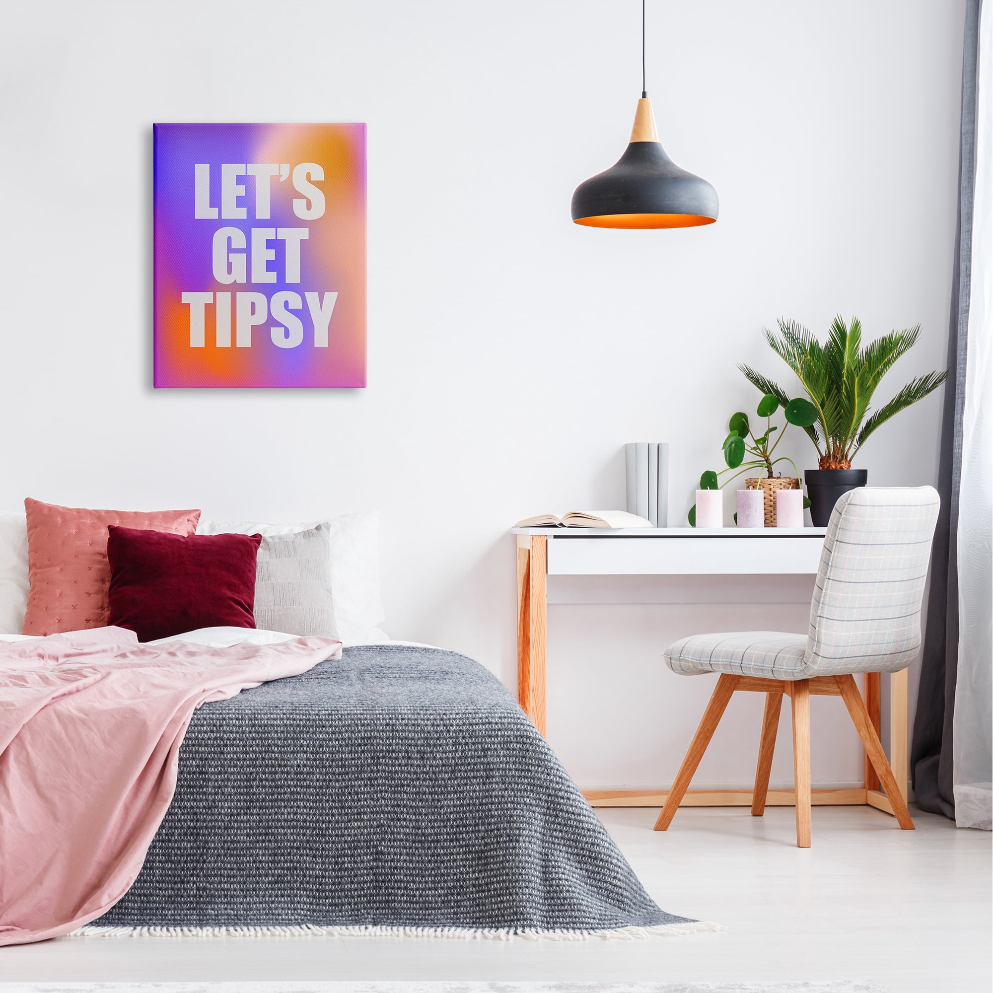 Stupell Industries Bold Let's Get Tipsy Inspirational Painting Gallery Wrapped Canvas Art Print Wall Art, 24 x 30