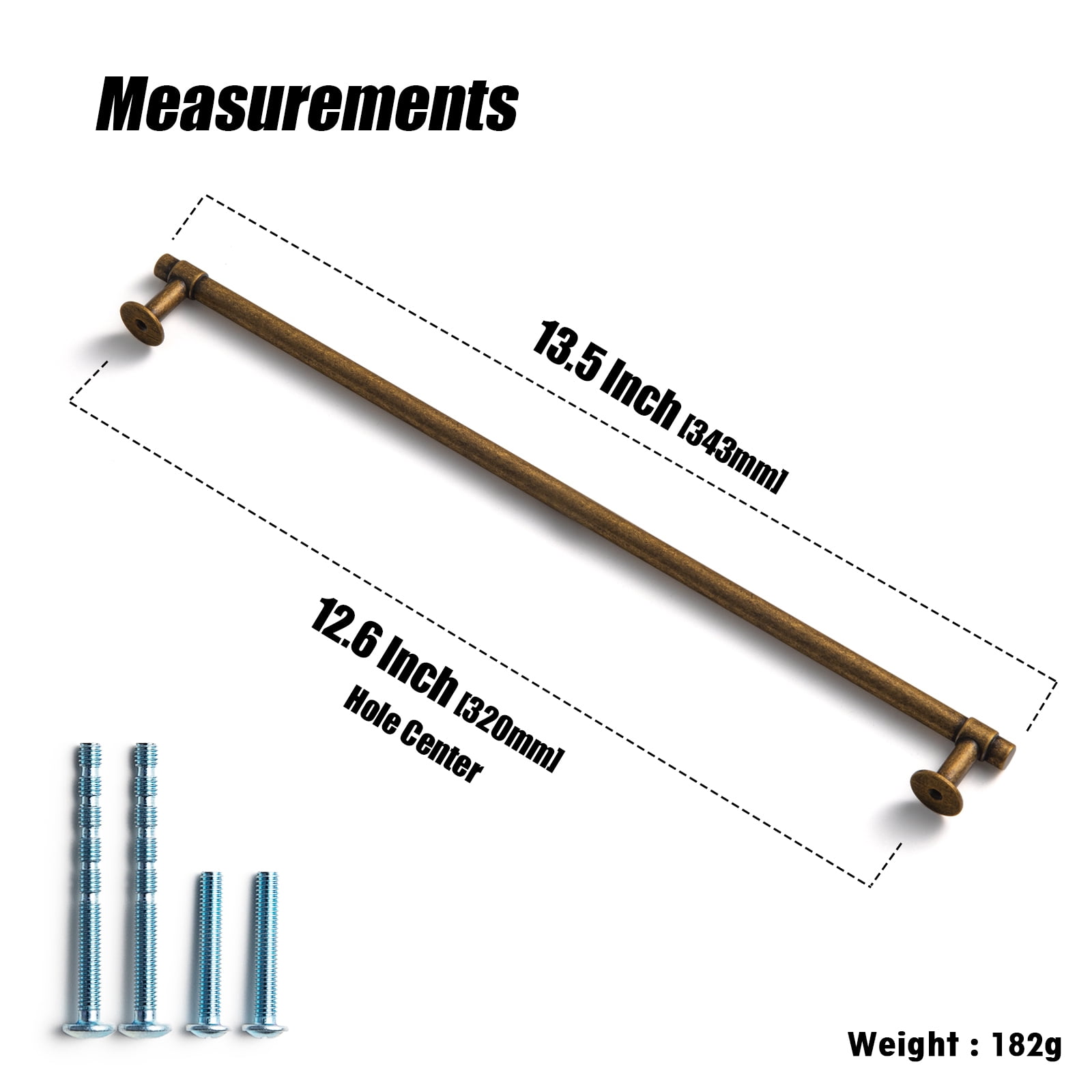 Goo-Ki 6 Pack 12.6''(320mm) Hole Center Antique Brass Cabinet Pulls, Zinc Alloy Cabinet Handles for Drawer,Dresser,Cupboard Wardrobe