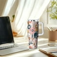 thumbnail image 2 of 40oz Tumbler with Handle and Straw, Stainless Steel Insulated Travel Mug, Leak Proof Lid Straw Cover, Reusable Cold Hot Drinkware for Adults, Dishwasher Safe Coffee Cup, Leopard Print, 2 of 6