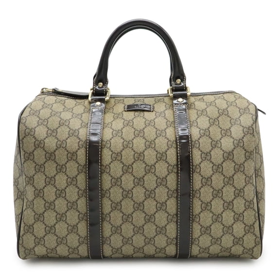 Pre-Owned GUCCI GG Supreme Handbag, Leather, Khaki Beige/Dark Brown, 193603
