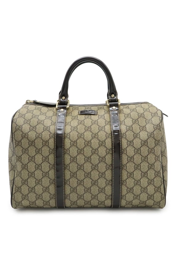 Pre-Owned GUCCI GG Supreme Handbag, Leather, Khaki Beige/Dark Brown, 193603