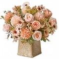 thumbnail image 2 of Artificial Flower Bouquet with 7 Stems and 10 Blooms, 13.4 Inches, Blush Pink, for Home and Wedding Table Centerpiece, Floral Decoration, 2 of 3