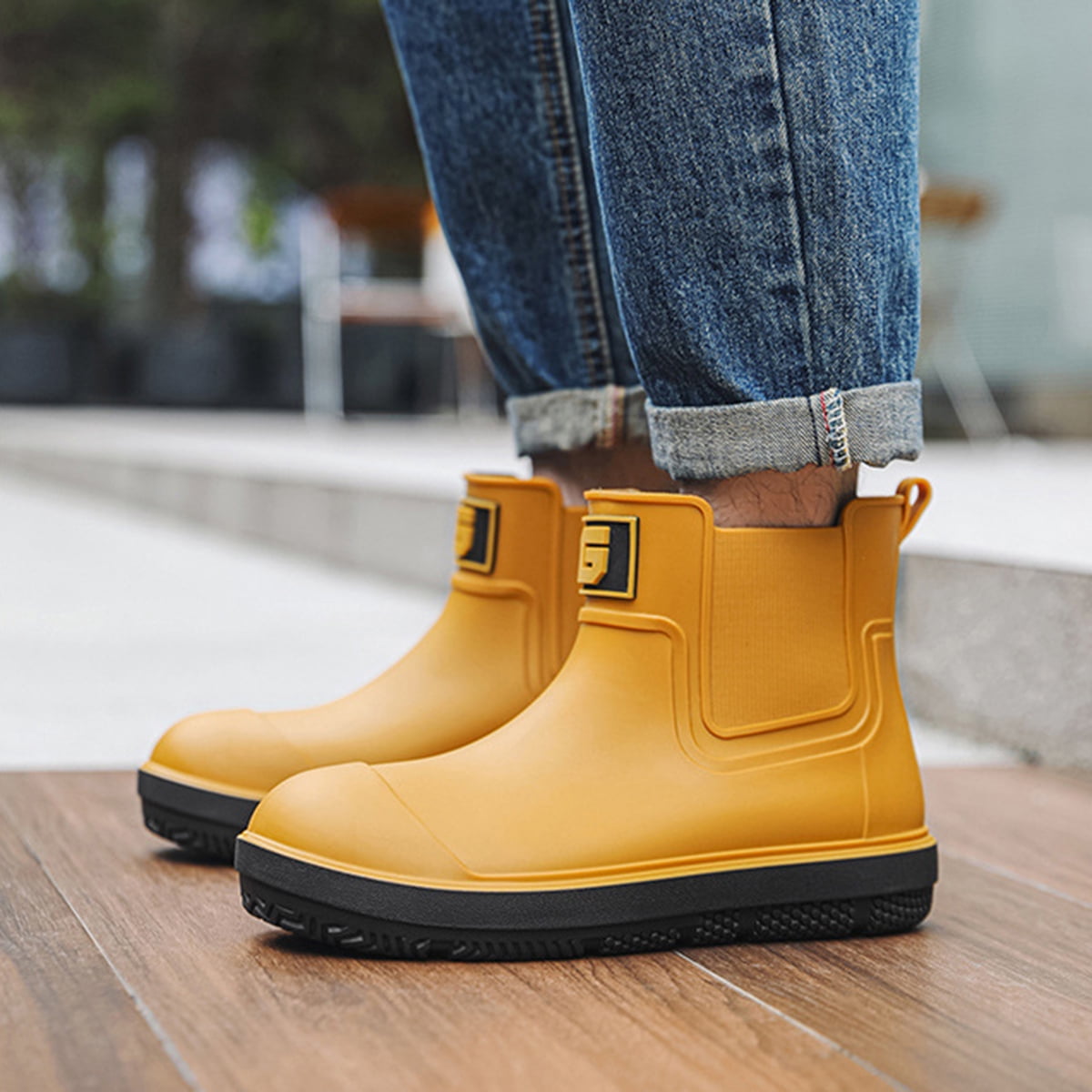 AUXDIQ Rain Boots Men Short Ankle Women Waterproof Rain Shoes Outdoor Garden Shoes