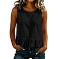 thumbnail image 4 of Admvng Tank Tops for Women Ruffle Hem Crew Neck Sleeveless Solid Casual Summer Blouses, 4 of 7