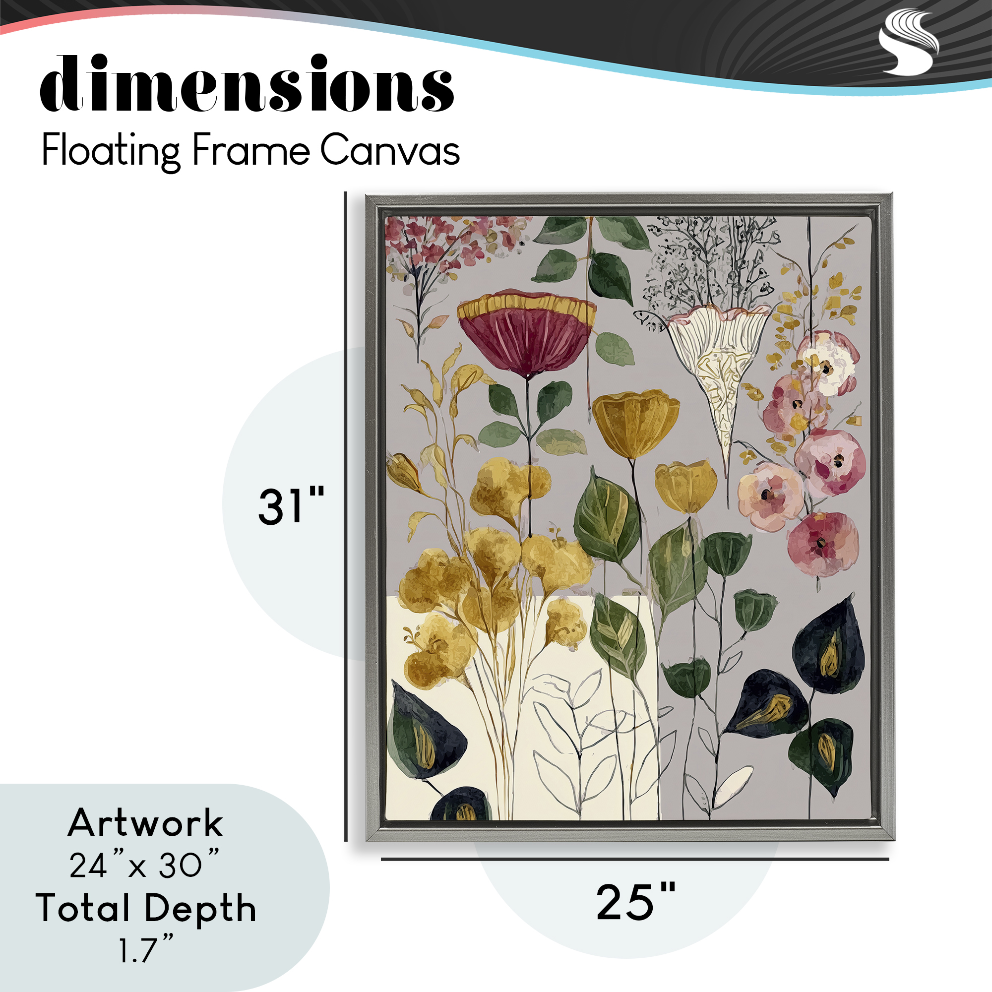Playful Assumptions Foliage Gray Framed Floater Canvas Wall Art, design by Annabelle Hall
