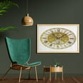 thumbnail image 2 of Clock Wall Art with Frame, Vintage Theme a Seventeenth Century Ornamental Clock Face with Roman Numbers, Printed Fabric Poster for Bathroom Living Room, 35" x 23", Yellow and Black, by Ambesonne, 2 of 2