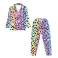 thumbnail image 4 of DISNIMO Pajama Set for Women 2 Piece Lounge Pjs Leopard Printed Long Sleeve Button Down Sleepwear with Long Pants Soft V Neck Loungewear Nightwear, 4 of 7