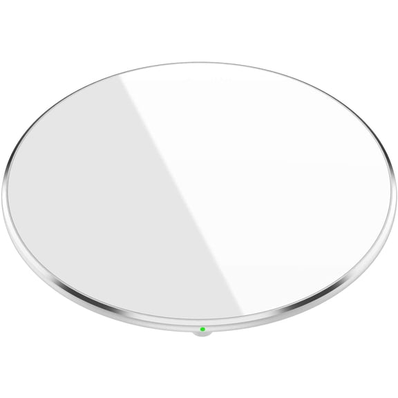 Mini Wireless Charger Thin Aviation Aluminum Computer Numerical Control Technology Fast Charging Pad Sliver Color (NO AC Adapter)