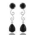 thumbnail image 2 of Femme Jam 925 Sterling Silver Natural Black Onyx Designer Dangle Drop Earrings for Women, 2 of 8