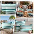 thumbnail image 4 of Outdoor Pillow Covers 20x12 Set of 2, Teal Ombre Grey Striped Waterproof Patio Throw Pillow Covers for Couch Sofa Chair, Farmhouse Stripe Modern Decorative Pillowcases for Throw Pillows, 4 of 9