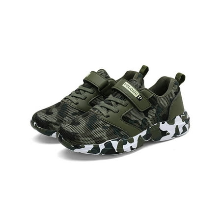 

SIMANLAN Boy Low Top Walking Shoe School Round Toe Running Kids Gym Breathable Sneakers Green-1 4.5Y