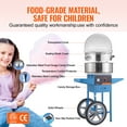 thumbnail image 4 of VEVOR Máquina electrica para hacer algodón de azúcar con carrito, 1000 W, comercial, con tapa, recipiente de acero inoxidable, cuchara para azúcar y cajón, perfecta para el hogar, color azul, 4 of 9