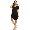 thumbnail image 3 of Women's Solid Casual Lightweight Relaxed Fit Short Sleeve Knit Tunic Top Dress, 3 of 4