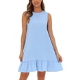 thumbnail image 1 of INSPIRE CHIC Vestido Mini Sin Mangas con Volantes en el Dobladillo y Abertura en la Espalda Color Azul XL, 1 of 6