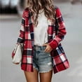 thumbnail image 2 of Pntutb Coats for Women,Womens Plaid Casual Long Sleeve Loose Lapel Cardigan Jacket Coat with Pocket, 2 of 6