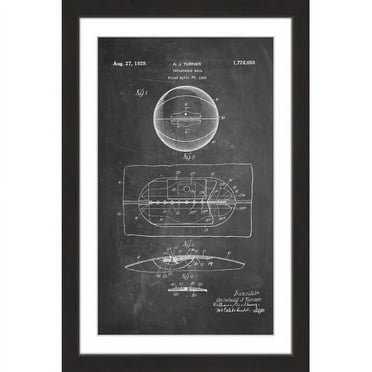 "Basketball 1925 Chalk" Framed Painting Art Print, 12" x 1.5"