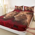 thumbnail image 3 of Homewish 3D Couple Lion Full Size Sheets for Lover, Valentine's Day Rose Bed Sheets, Romantic Anniversary Sheet Sets, Luxury Bedroom Decor, 4 Pieces, 3 of 7