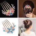 thumbnail image 3 of Fashion Women Rhinestone Inlaid Flower Hair Comb Hairpin R2E7 Headwear E8C7, 3 of 9