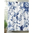 thumbnail image 2 of Vintage Dark Shower Curtain, Blue Flowers Leaf Hummingbird Rustic Waterproof Shower Curtain Set with 12 Hooks Lightweight Washable Fabric Shower Curtains for Bathroom 60x72 Inches, 2 of 6