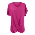 thumbnail image 4 of Women's Oversized T Shirts Graphic Tees Solid Color V Neck Short Sleeve Elegant T Shirt for Relaxed Fit Shirts S-3XL, 4 of 5