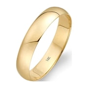 14K Solid Gold Wedding Band, 4mm, Classic Fit, High-Polish Ring, 14K Yellow Gold (Stamped for Authenticity), Size 10