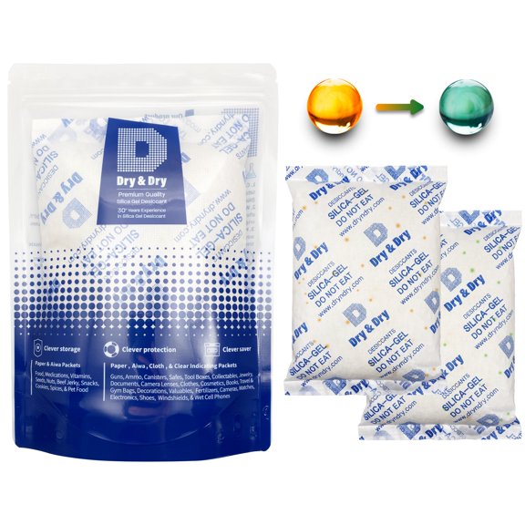 500 Gram [120 Packs] "Dry & Dry" Special Food Safe Orange Indicating(Orange to Dark Green) Mixed Silica Gel Packets - Moisture Absorber Dehumidifiers Silica Gel Packs