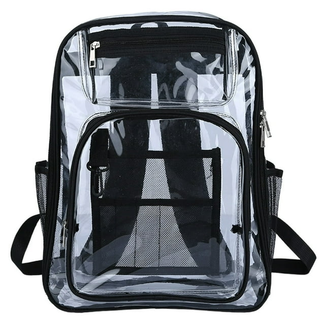 Sac à Dos PVC Sac d'École Transparent Léger Couleur Unie Jeu en Plein Air (Noir)