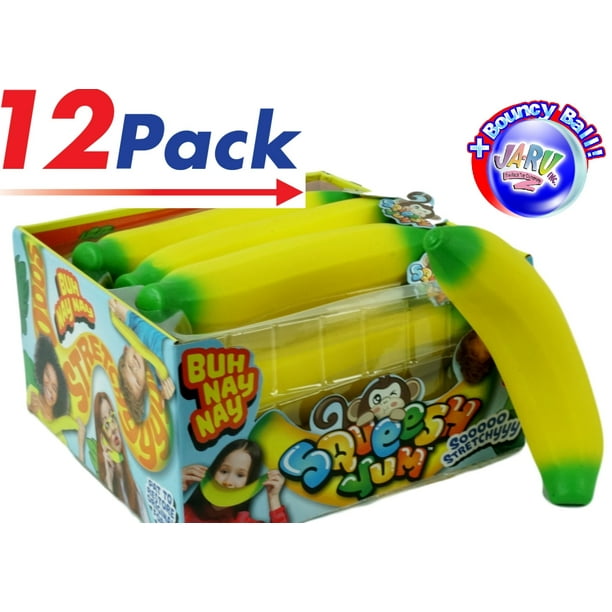 Ja Ru Super Stretchy Banana Pack Of 12 And 1 Bouncy Ball Bundle Stretches Long Shrink Slow Soft Delicious Toy Item 3340 12p Walmart Com Walmart Com