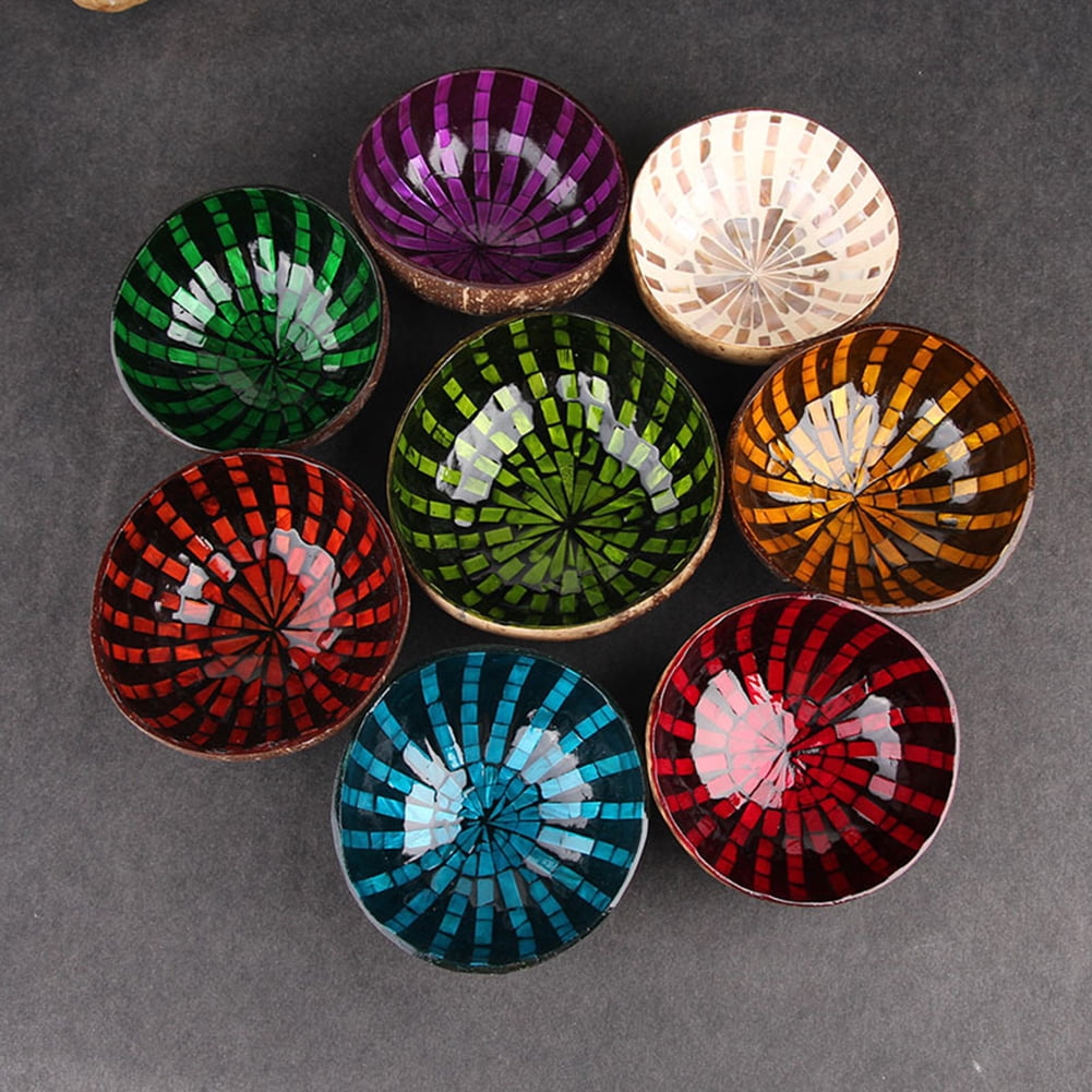 Coconut Shell Color Painting Dried Fruit Food Container Keys Candy Storage Bowl