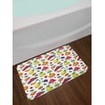 thumbnail image 2 of Fruits Bath Mat, Grapes Kiwi Orange Lemon Pear Watermelon Slice Strawberry Tasty Theme Print, Plush Bathroom Decor Mat with Non Slip Backing, 29.5" X 17.5", White Multicolor, by Ambesonne, 2 of 2