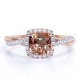 thumbnail image 1 of JeenMata Anillo de Compromiso de 1,75 Quilates con Morganita y Moissanita Tallada en Forma de Cojín en Oro de 18 K sobre Plata de Ley, 1 of 6