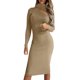 thumbnail image 1 of Gibobby Vestidos de sueter elegantes Vestido de manga larga para mujer Vestido de hombro descubierto sexy de punto ajustado con cuello pequeño(Caqui,G), 1 of 4